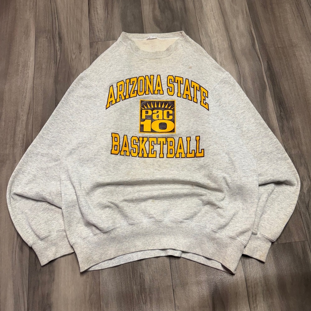 Vintage Arizona State Sun Devils Pac 10 Basketball Sweatshirt Heather Gray XL